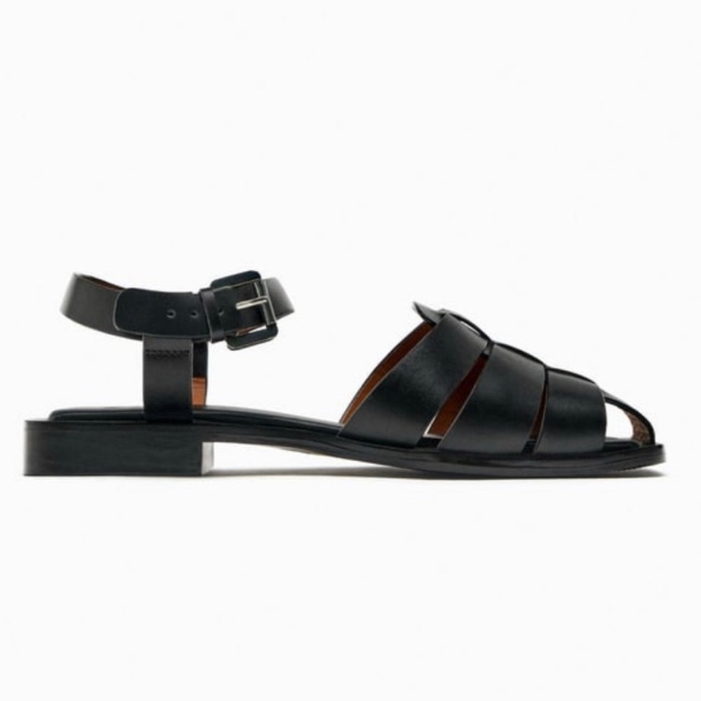 Flat Leather Fishermen Sandals from Zara